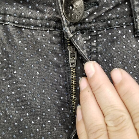 Democracy Jeans Womens 4 Gray Sparkle Glitter Dot Skinny Stretch Denim - Picture 2 of 10